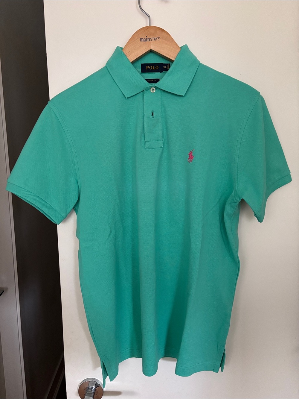 Polo by Ralph Lauren Men’s Teal Polo with Pink Pony